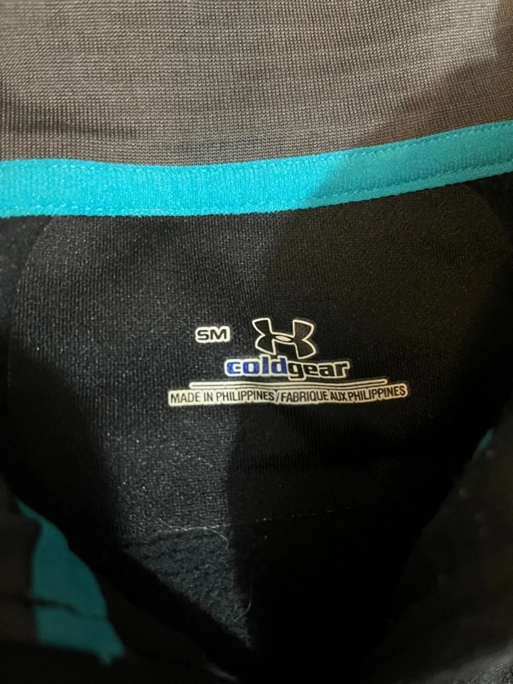 Under Armour Black and Gray Quarter-Zip Pullover with Teal Logo